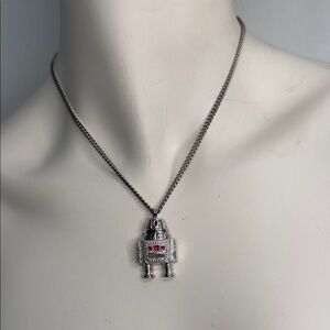 Vintage 1970’s Avon Silver Toned Robot Pendant Necklace